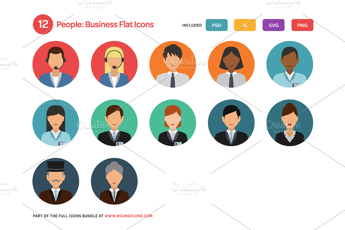 People: Business Flat Icons Set preview 2