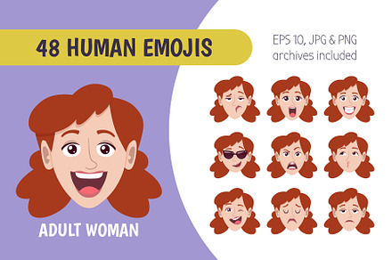 48 female emojis set, an Emoji Icon by insemar