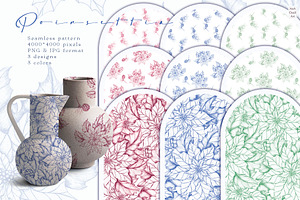 Poinsettia pattern Toile de Jouy