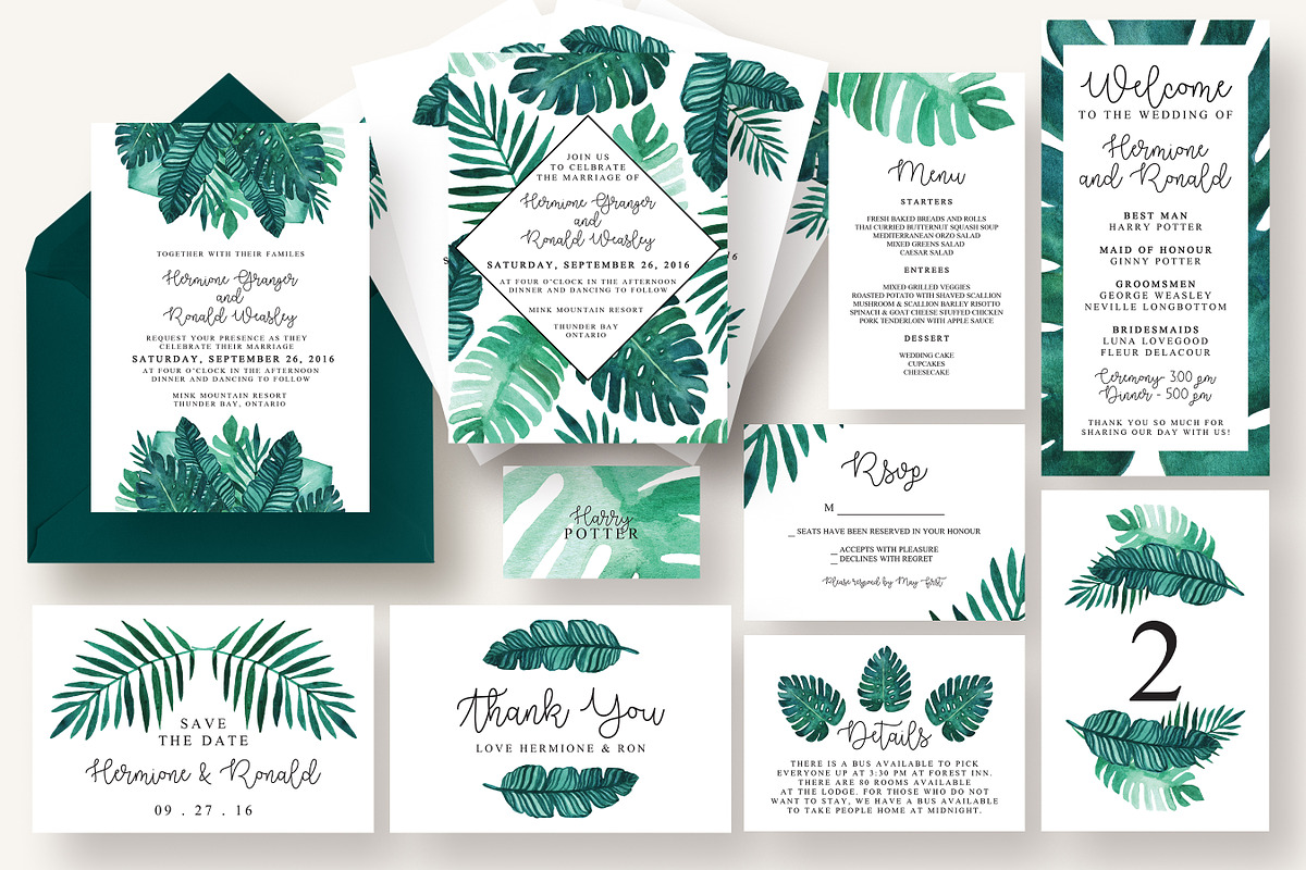 Tropical Leaves Invitation Suite, an Invitation Template by Knotted Design (Photo 1 of 6)