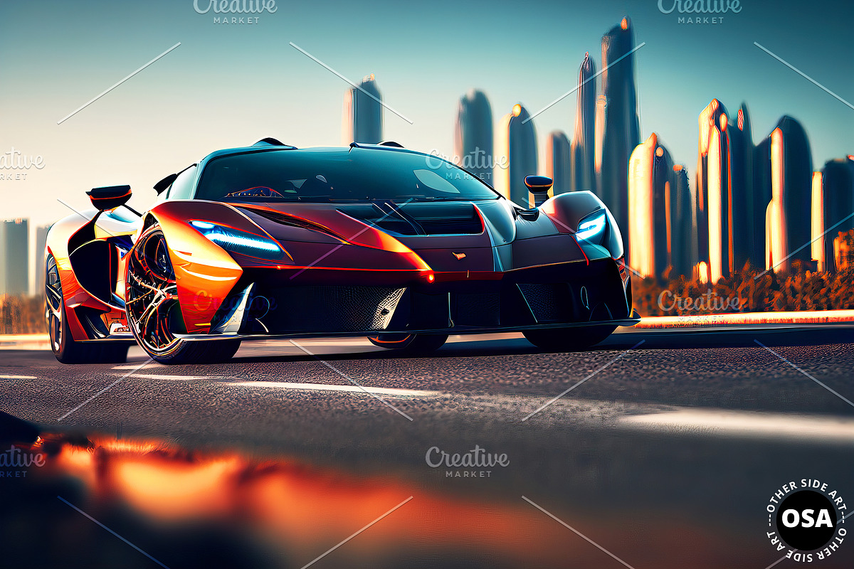 Supercar in the City Illustration, a Wallpaper Graphic by Other Side Art (Photo 2 of 8)