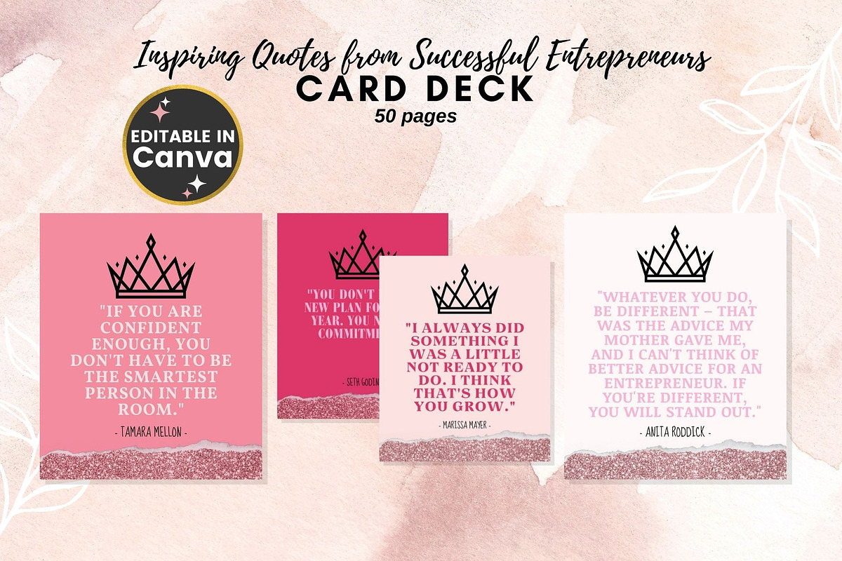 Inspiring Quote Card Deck Template PLR