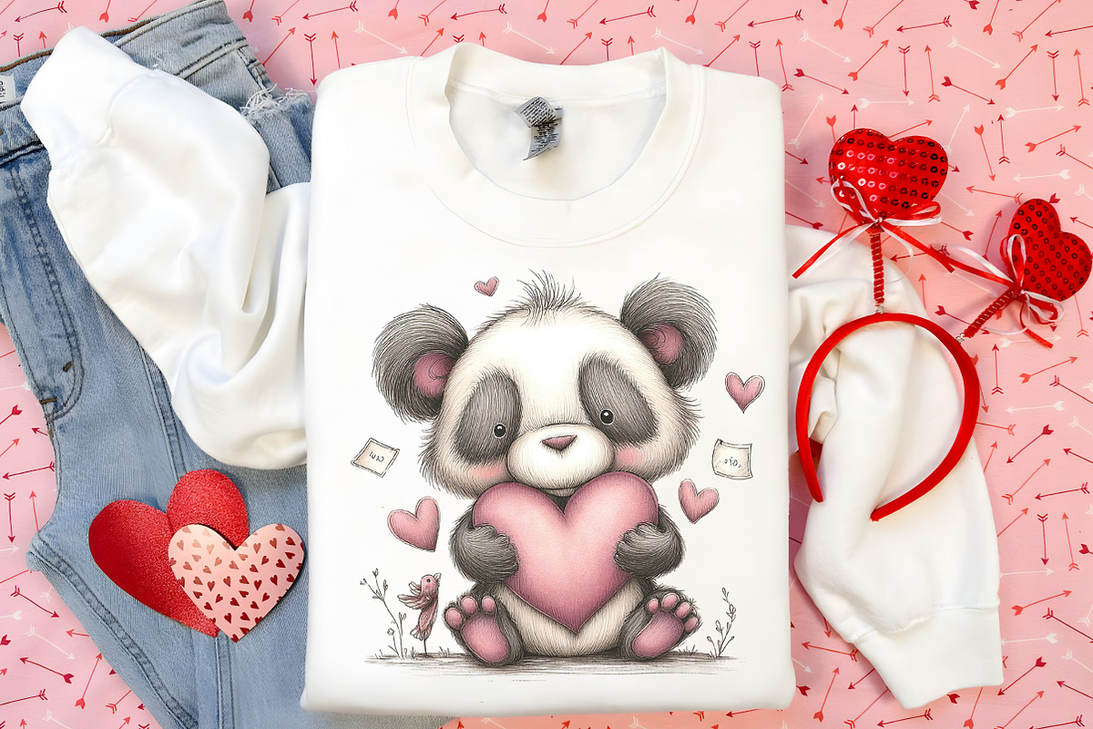 Whimsical Valentine Panda Clipart, an Illustration by Canvas Craft (Photo 4 of 6)