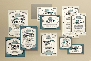 Vintage Wedding Invitation Set, an Invitation Template by graphicook
