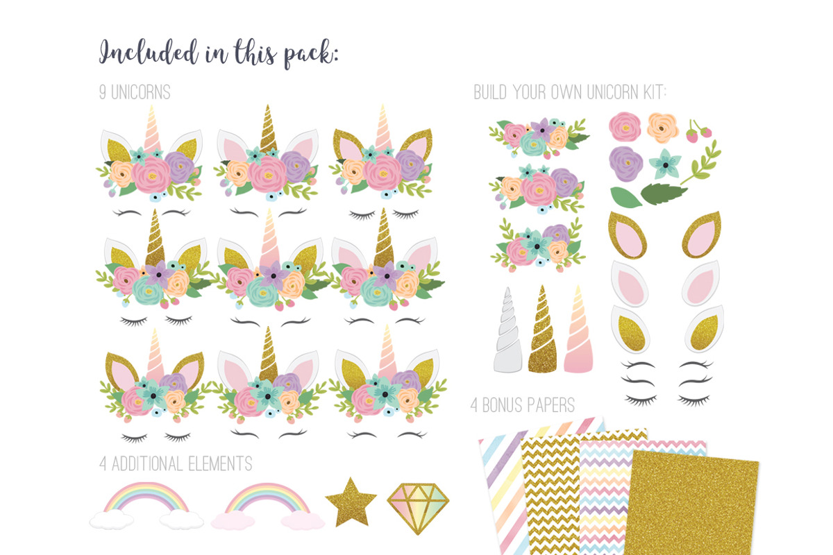 Pretty Unicorn Clipart, an Illustration by Peachycottoncandy (Photo 2 of 2)