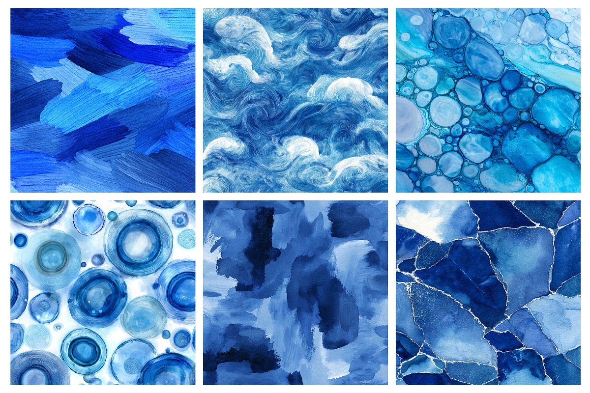 Blue Ink Watercolor Digital Paper, an Illustration by RobertsArt (Photo 4 of 7)