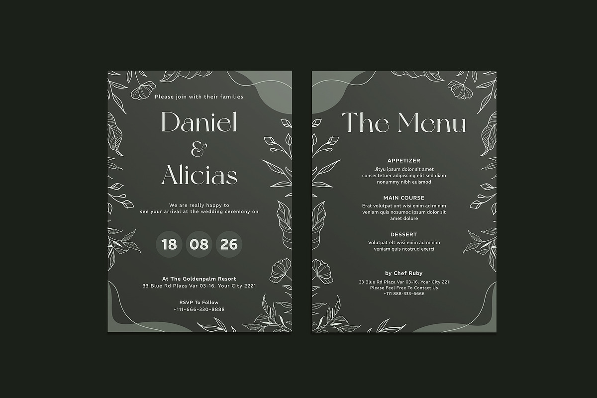 Leafy Suite Wedding Invitation, an Invitation Template by iDoodle Studio (Photo 1 of 4)