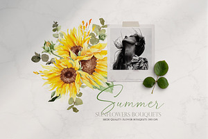 Watercolor Flower - Summer Sunflower