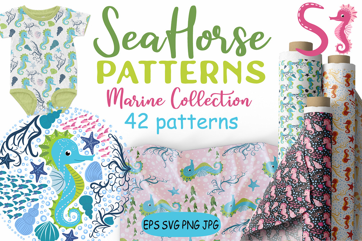 Seahorse Seamless Patterns, a Pattern Graphic by Michiru13 (Photo 1 of 23)