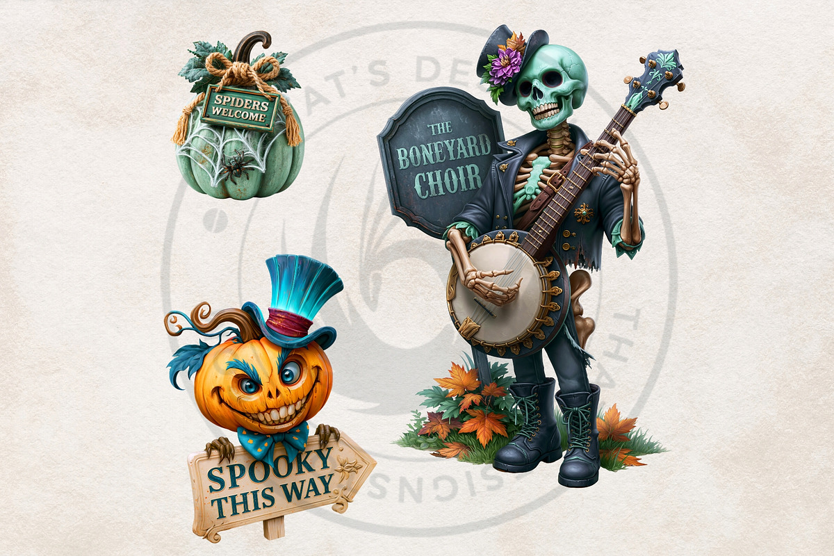 Funny Halloween Clipart PNG Set, a Seasonal Illustration by ThatsDesignArt (Photo 15 of 16)