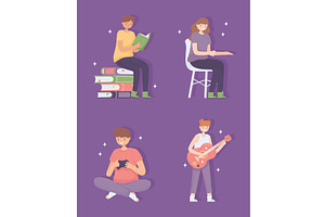 people learning set, a Person Illustration by studiogstock