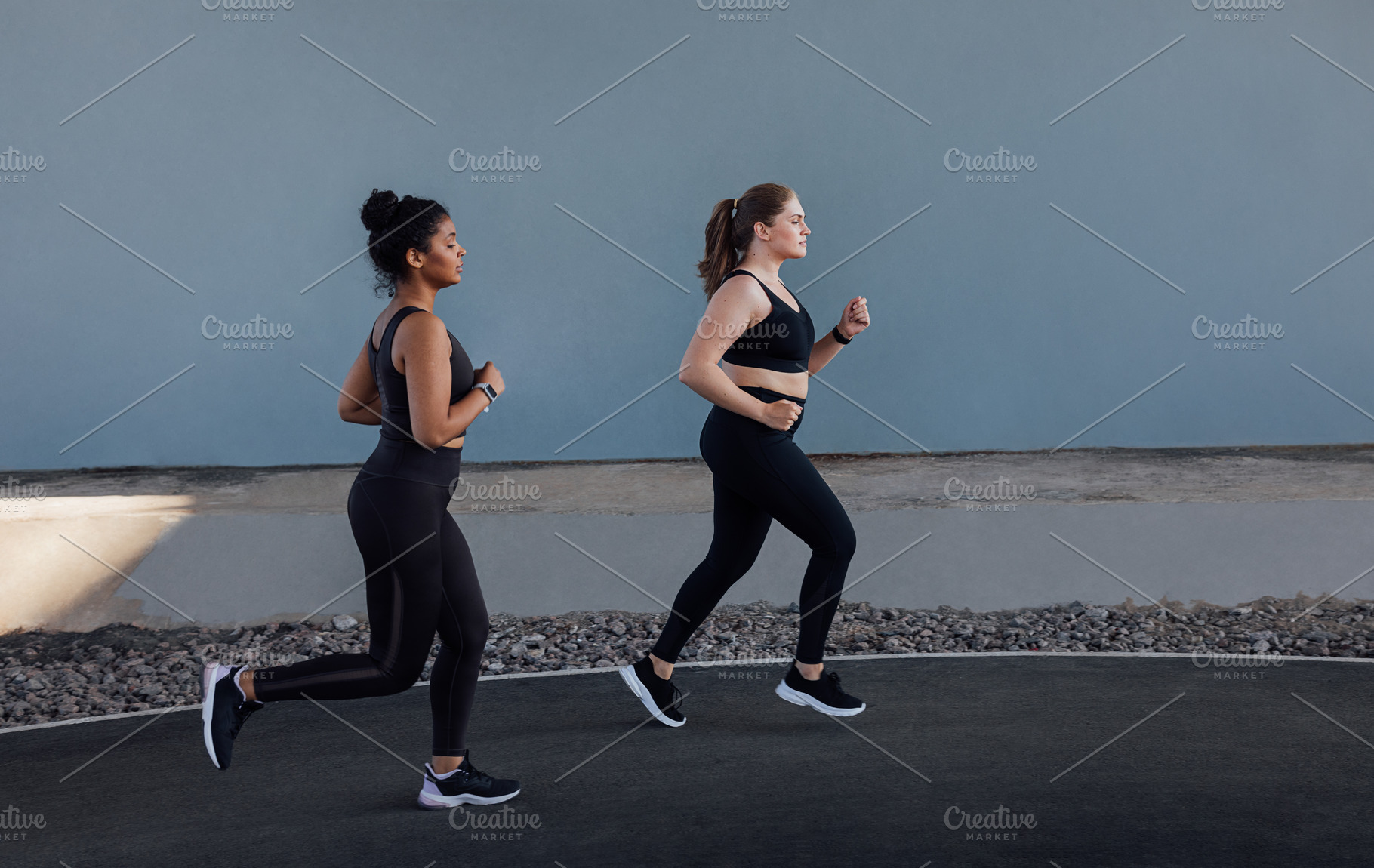 Female friends running outdoors, a Sports & Recreation Photo by Artem Varnitsin