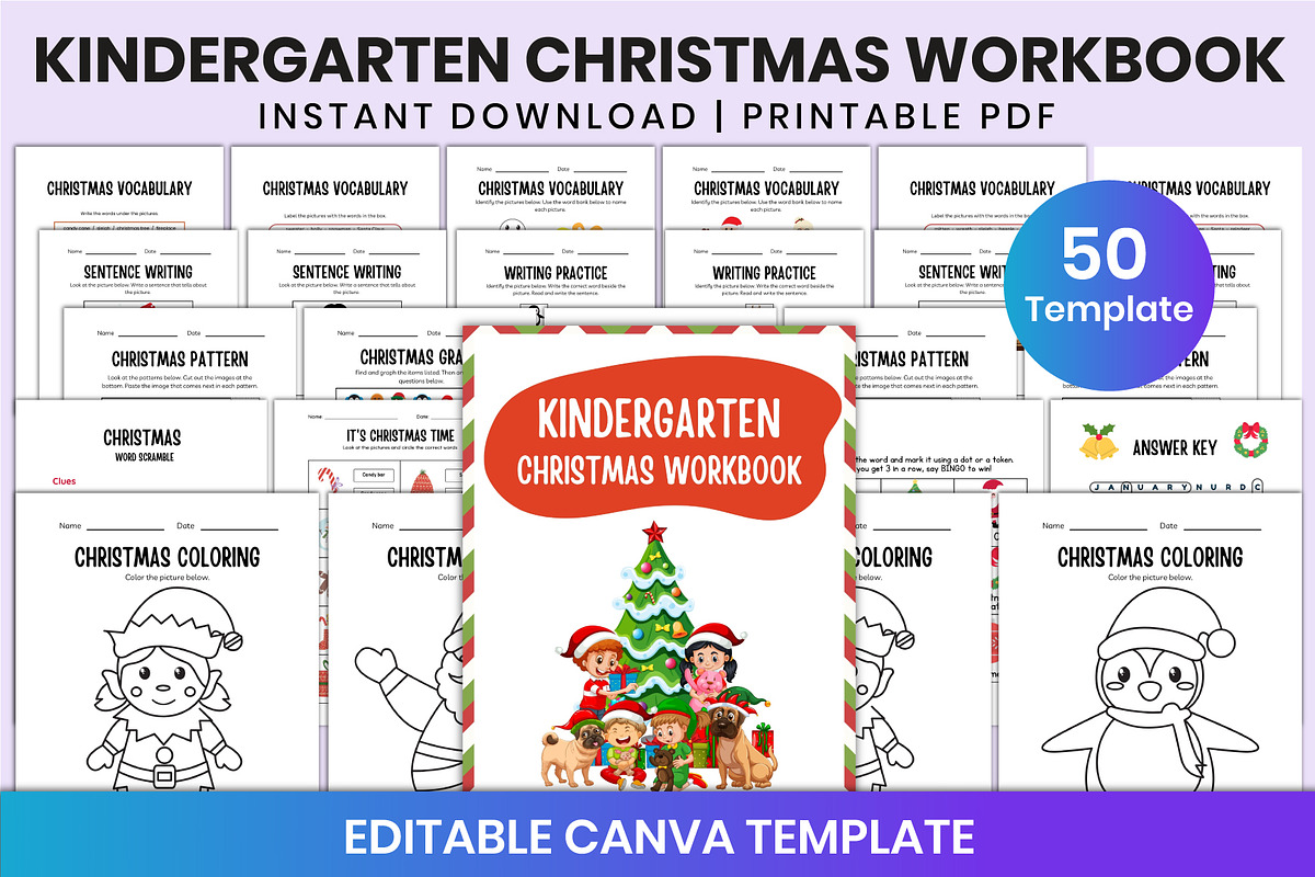 Kindergarten Christmas Workbook, a Stationery Template by Shumaya (Photo 1 of 6)