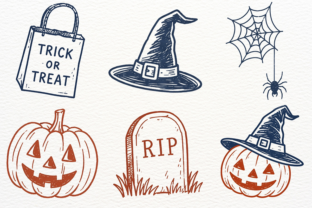 Vintage Halloween Clipart PNG Doodle, a Seasonal Illustration by SugarCloudStudioArt (Photo 6 of 6)