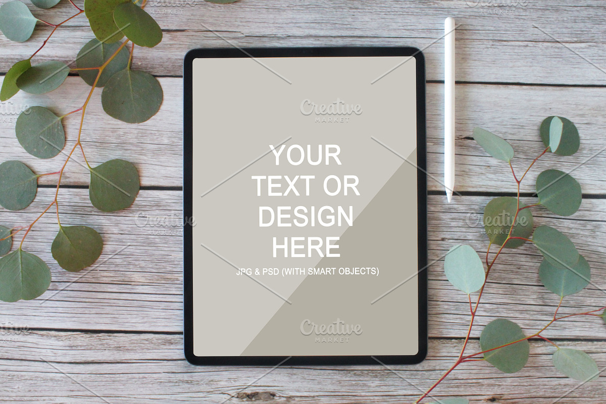 iPad Mockup with Eucalyptus Plant, an iPad Mockup by Allison Affourtit Mocks