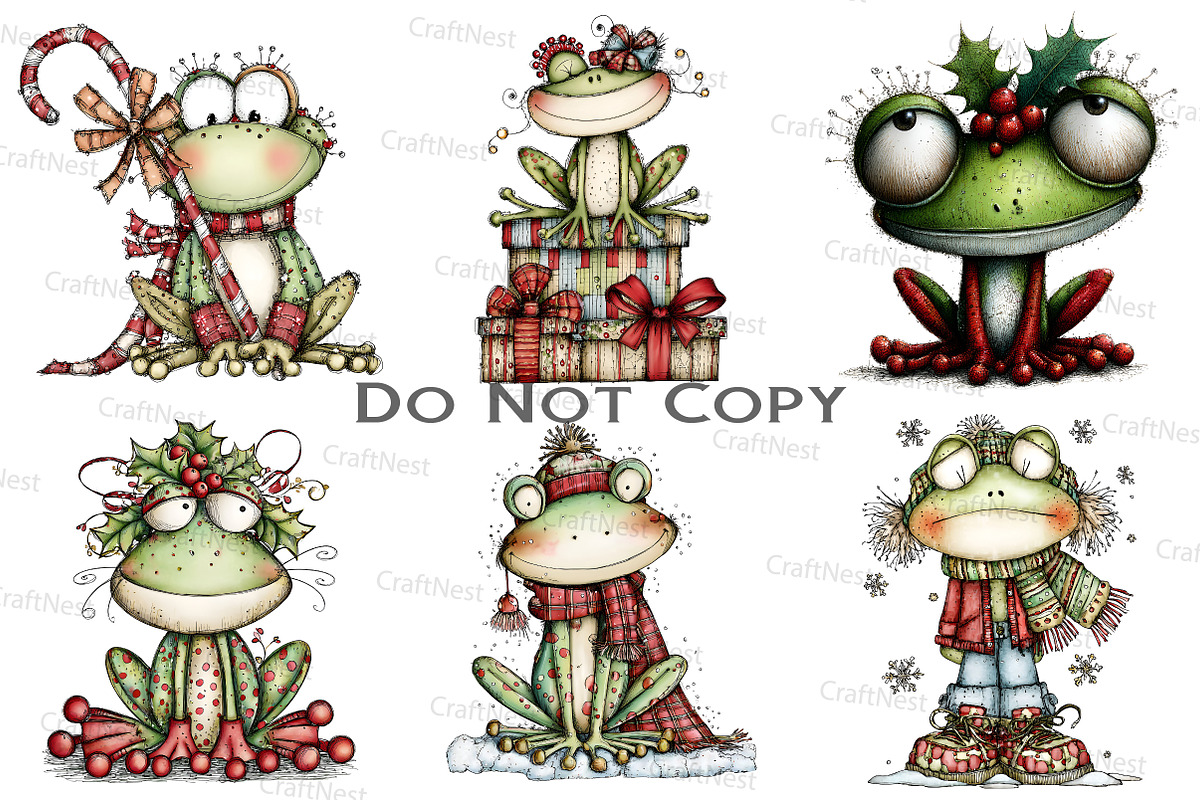 ''Coquette Christmas Frog Clipart'', an Illustration by Craft Nest (Photo 5 of 8)