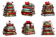 Valentine Stack of Books Clipart, an Illustration by Dream Creation (Thumbnail 3 of 6)