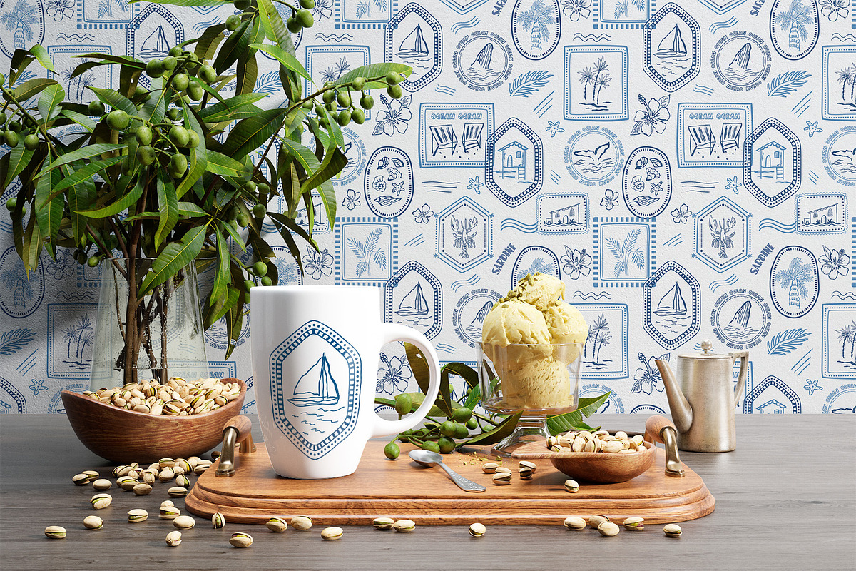 Blue tropical summer beach patterns, a Pattern Graphic by Tani Kuzminka (Photo 13 of 22)