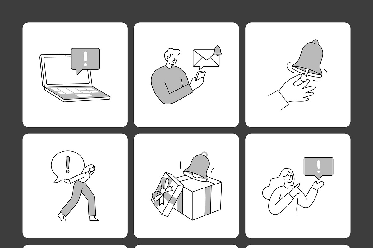 45 Notification Illustrations, a Work Illustration by Prosymbols (Photo 9 of 10)