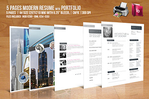 5 Pages Modern Resume With Portfolio