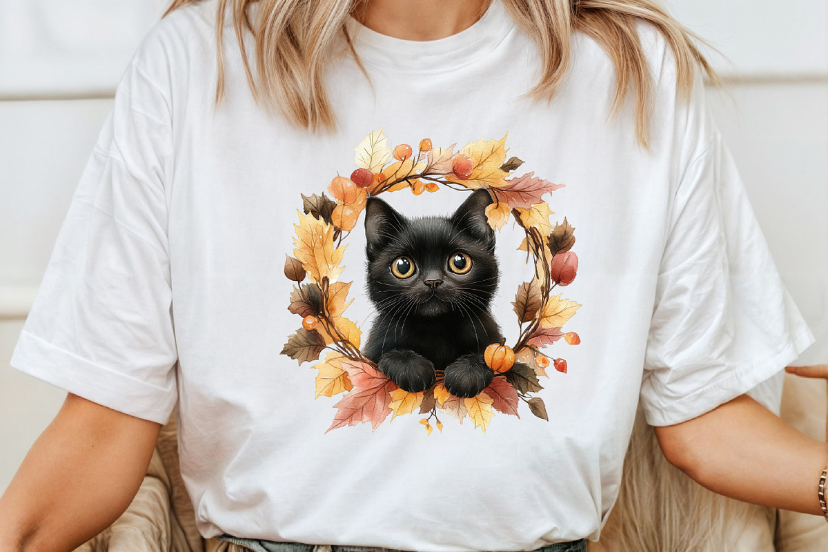 Funny Autumn Black Cat Clipart, an Illustration by Pixels.Craft (Photo 6 of 7)