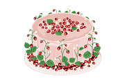 Wild Strawberries Cake Drawing Set, an Object Graphic by Toltemara (Thumbnail 2 of 3)