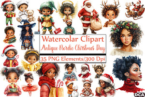 Antique Nordic Chirstmas Day Clipart, an Illustration by DreamCafeArt