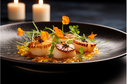 Delicious Scallop dish served, a Food & Drink Photo by Ylivdesign