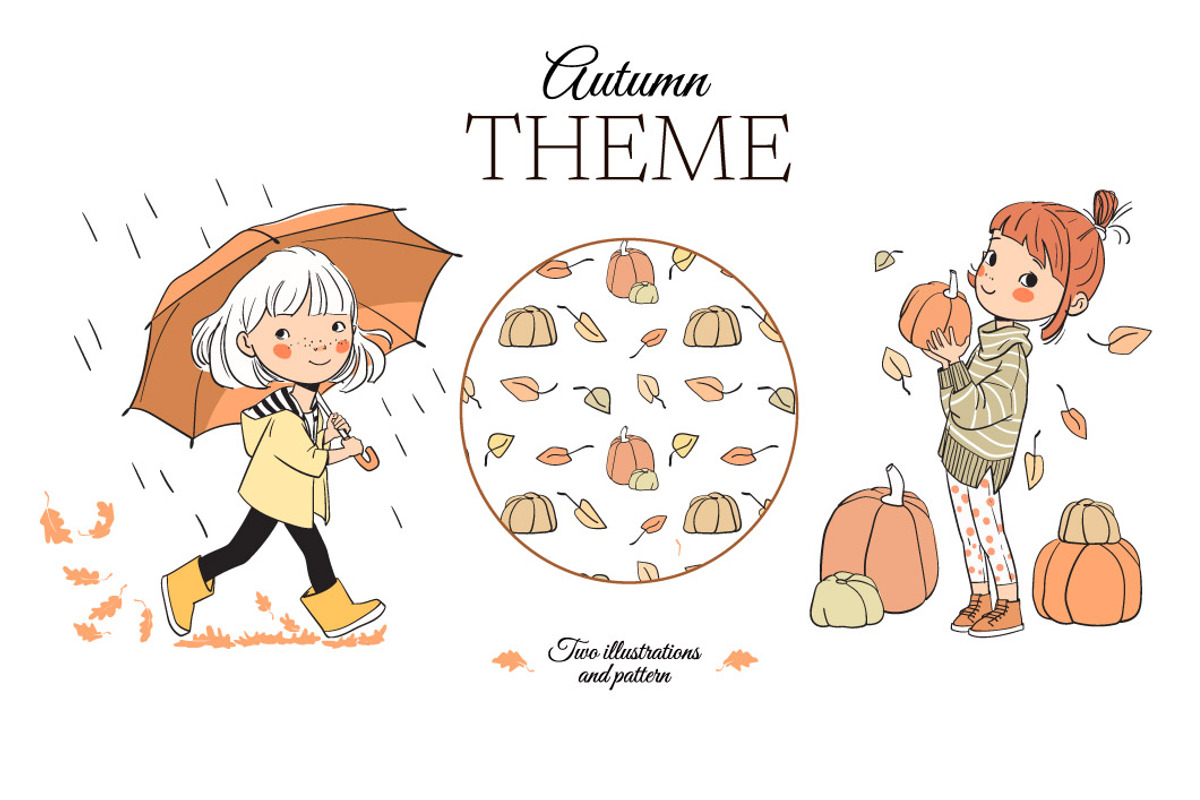 Autumn Girls., an Illustration by Natalia Skripko