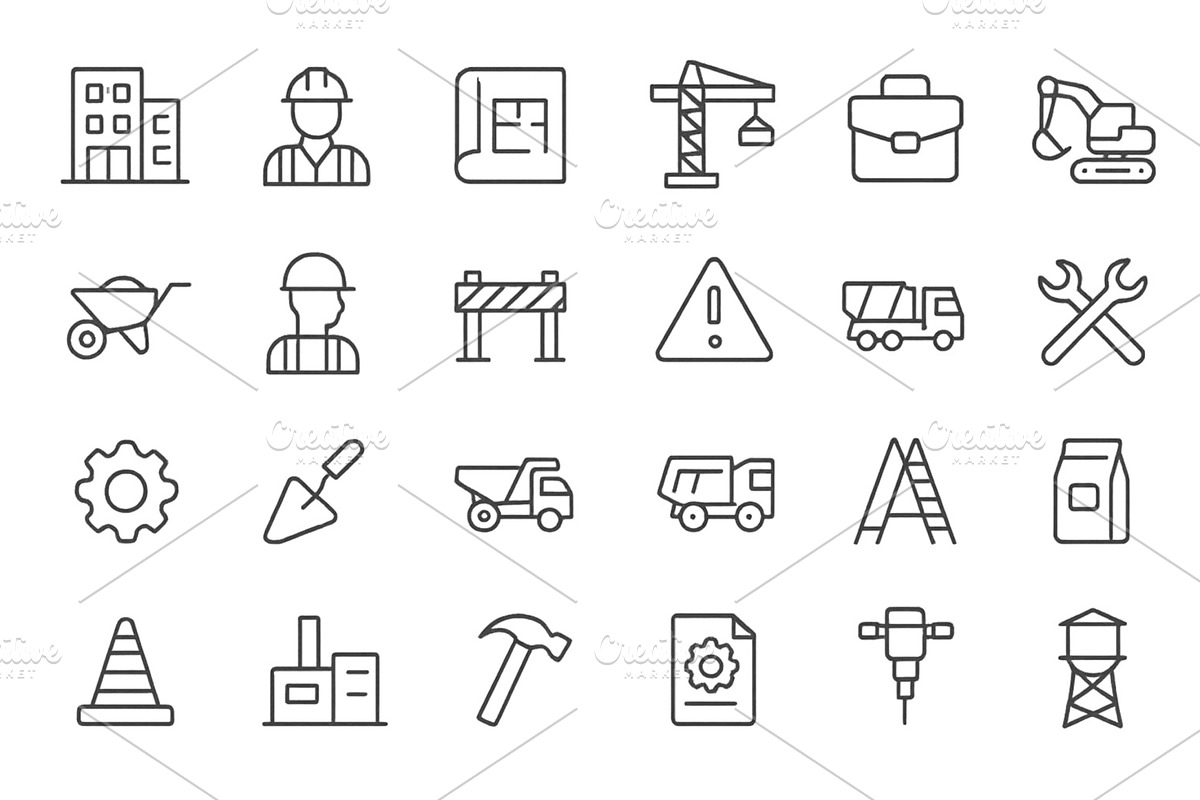 Set of construction web icons, an Illustration by ZinetroN