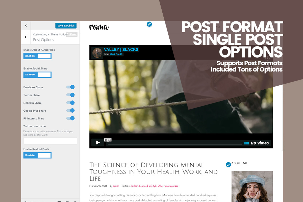 Rama Modern Blog WordPress Theme, a WordPress Template by ThemeBone (Photo 5 of 5)