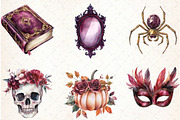 Watercolor Burgundy Halloween Clipar, an Illustration by Libby Wishes (Thumbnail 6 of 11)