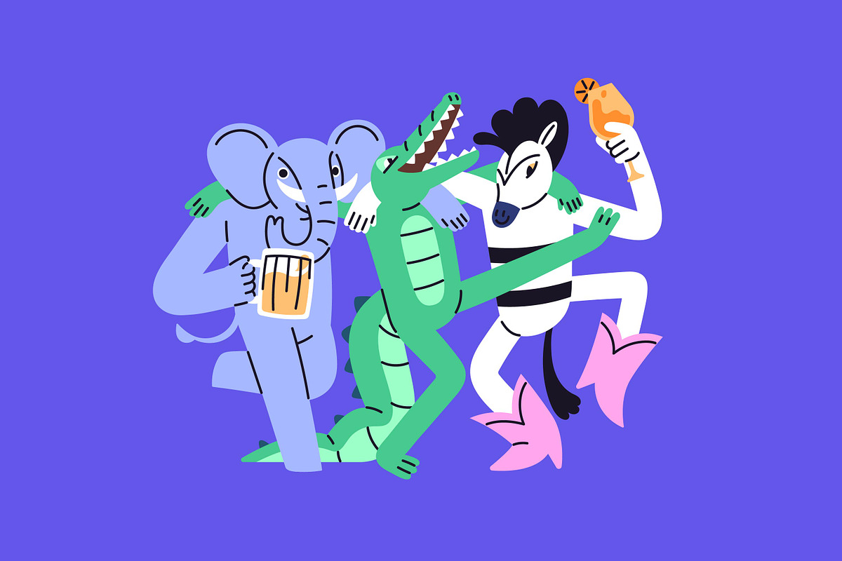 Party animals celebrate holiday set, an Animal Illustration by PaperTrident (Photo 3 of 22)
