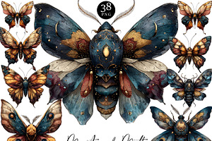 Mystical Moth Clipart Bundle