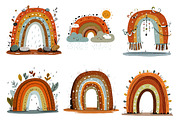 Cute Boho Retro Rainbow Clipart, a Seasonal Illustration by Designworld (Thumbnail 5 of 9)