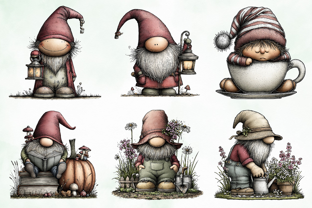 Whimsical Gnome Clipart Bundle, an Illustration by Creative Art (Photo 2 of 11)