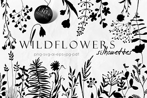Wildflowers Silhouettes SVG, an Object Graphic by Dervik Art Store