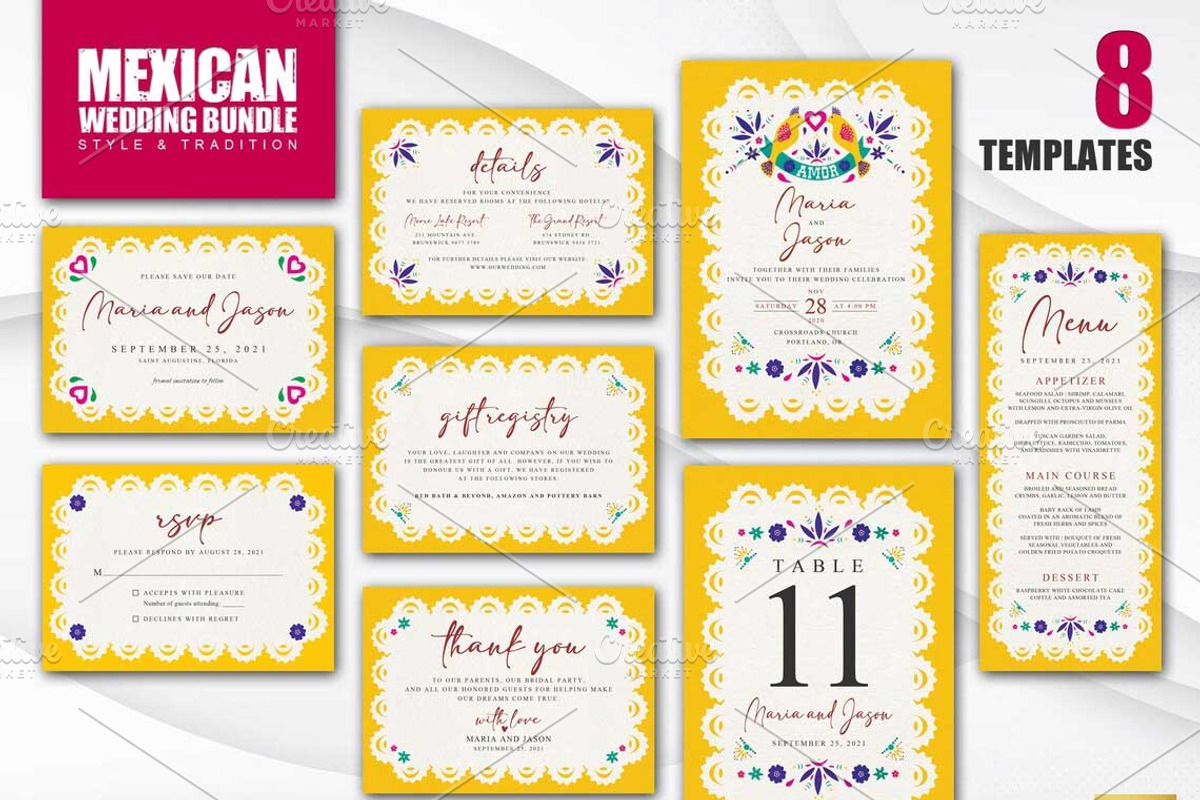 Mexican Wedding Bundle | CANVA, a Stationery Template by Creative Market (Photo 1 of 8)