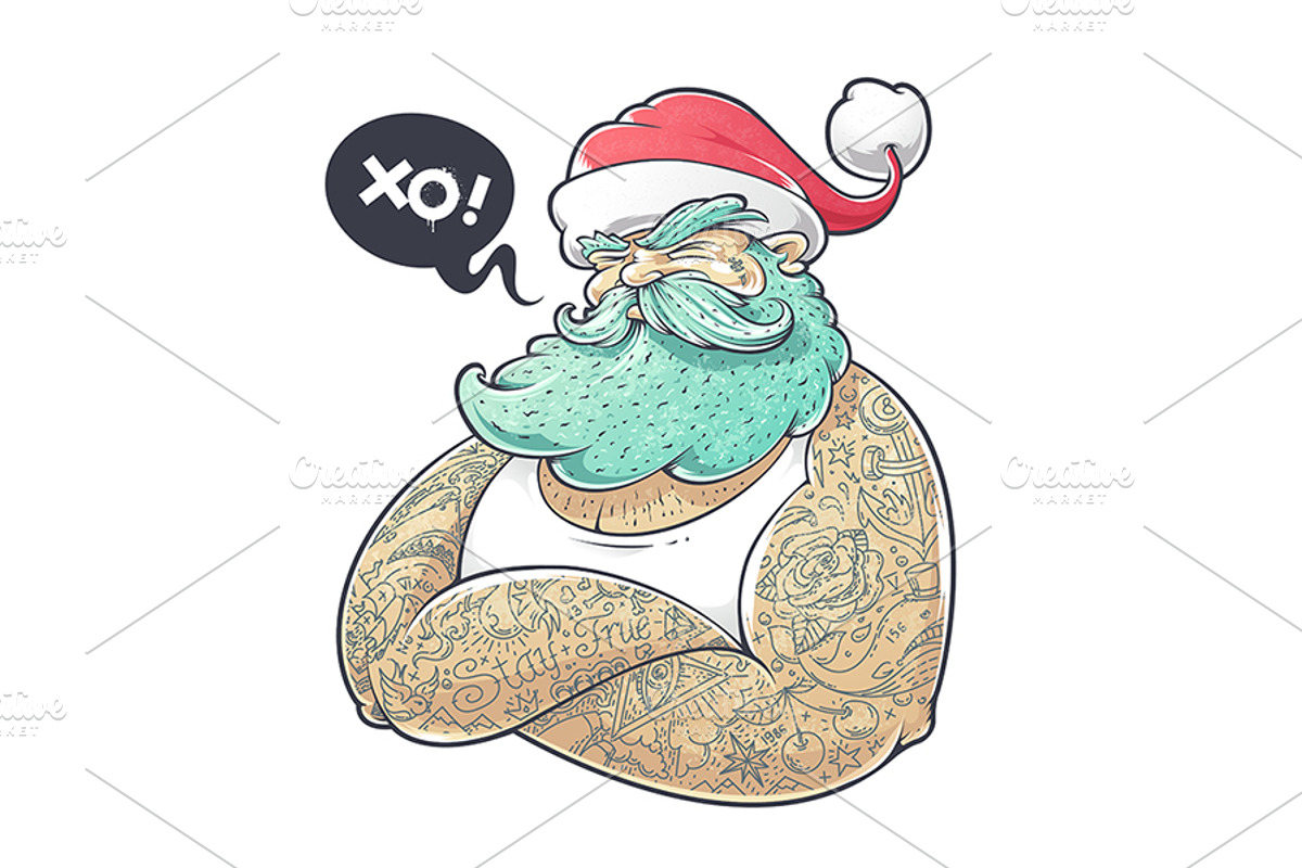 Hipster Santa Vector Art, a Seasonal Illustration by Vecster (Photo 2 of 3)