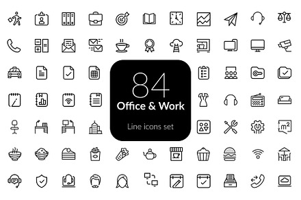 Office & Work line icons set