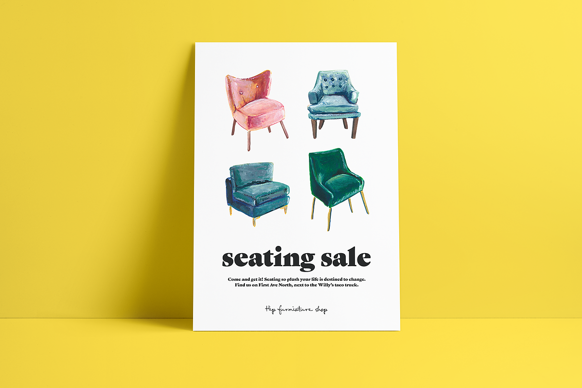 Hand Painted Elements: Couches, an Illustration by Katrina Junio (Photo 4 of 7)