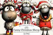 Funny Christmas Sheep Clipart, an Illustration by DreamCafeArt (Thumbnail 1 of 8)