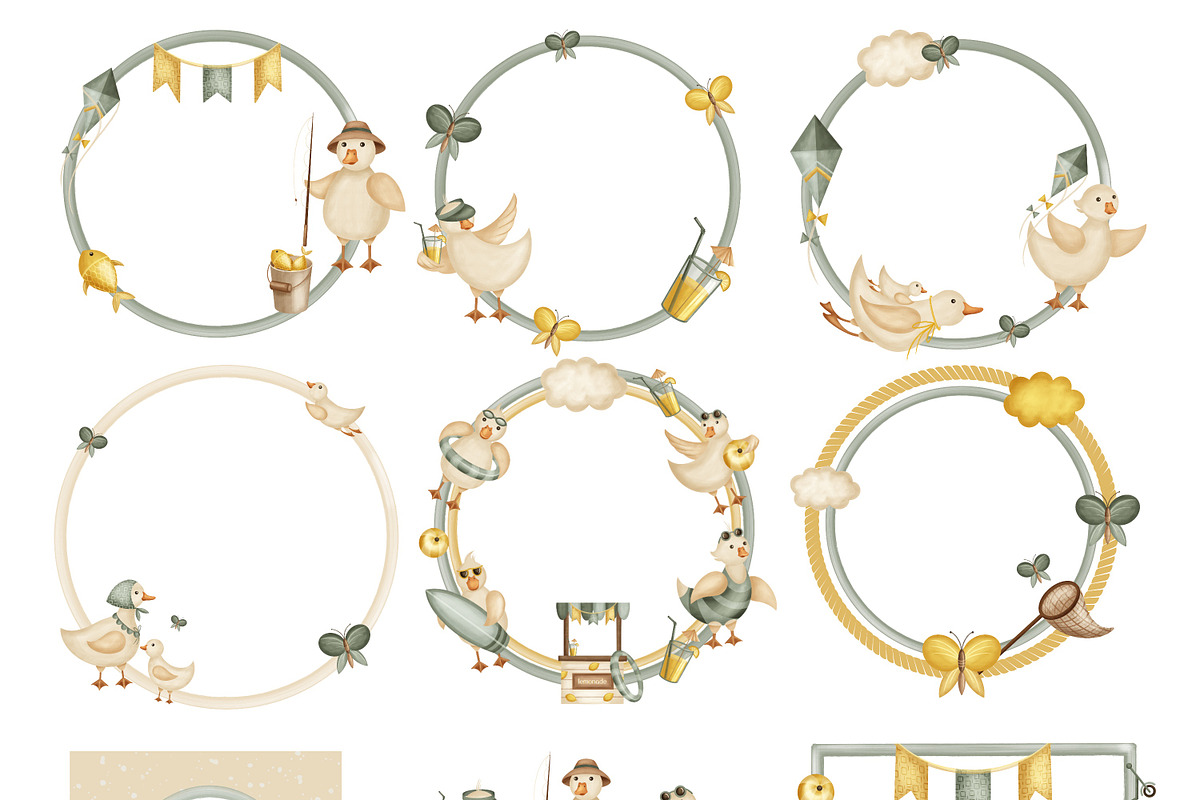 Cute geese - bird collection, an Animal Illustration by Linerisyart (Photo 12 of 15)