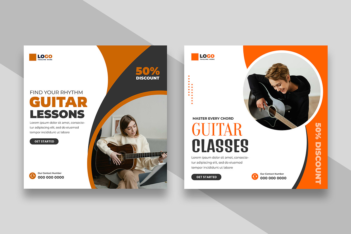 Guitar Music Lesson Social Media Pos, a Social Media Template by nandinigraphics