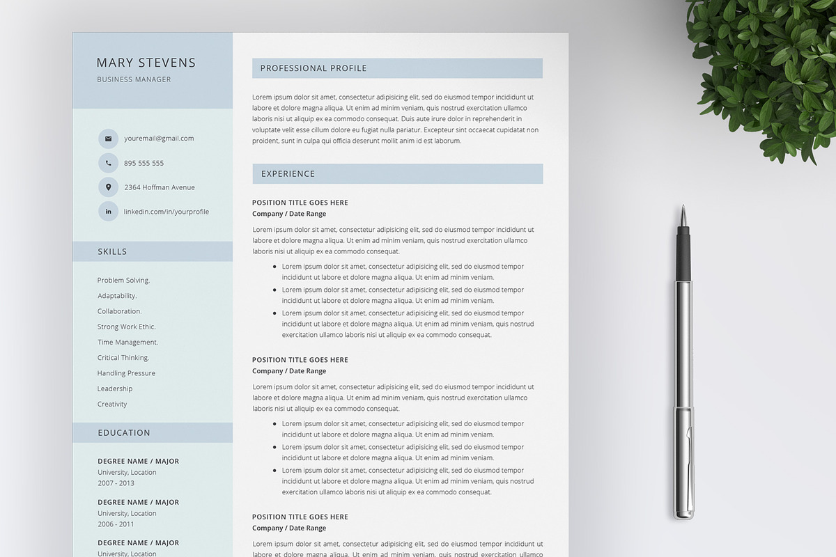 Resume / CV Template 4 Pages, a Resume Template by SalientResume (Photo 1 of 5)
