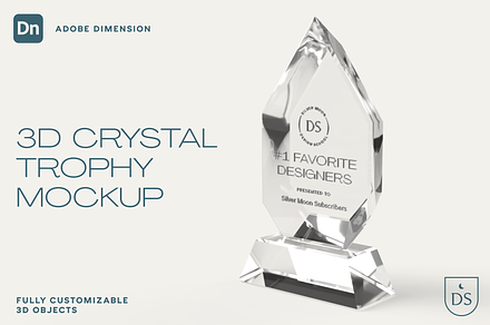 3D Crystal Trophy Mockup