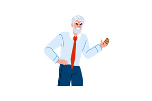 Grumpy senior businessman arguing, a Person Illustration by pikepicture