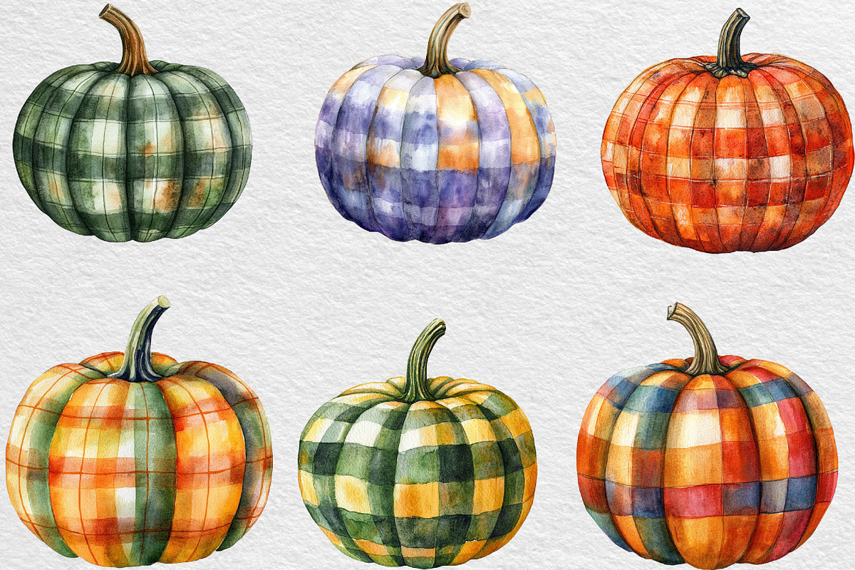 Plaid Pumpkin Clipart, an Illustration by Black Bird Studio (Photo 3 of 6)
