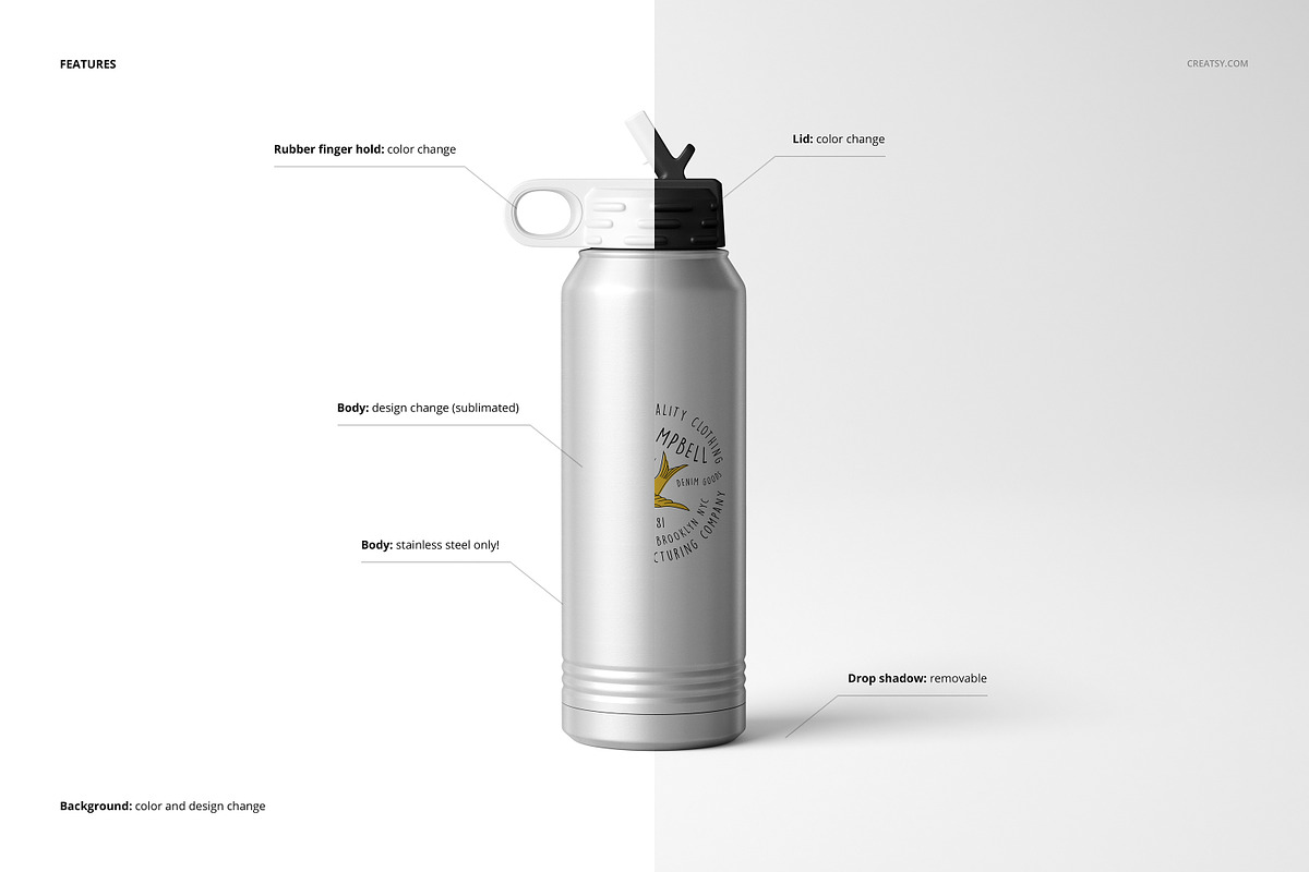 S. Steel 30 oz. Water Bottle Mockup, a Product Mockup by creatsy5 (Photo 3 of 12)