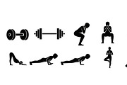 Fitness Workout Silhouette Icon Set, an Illustration by musafir_fashion (Thumbnail 21 of 51)